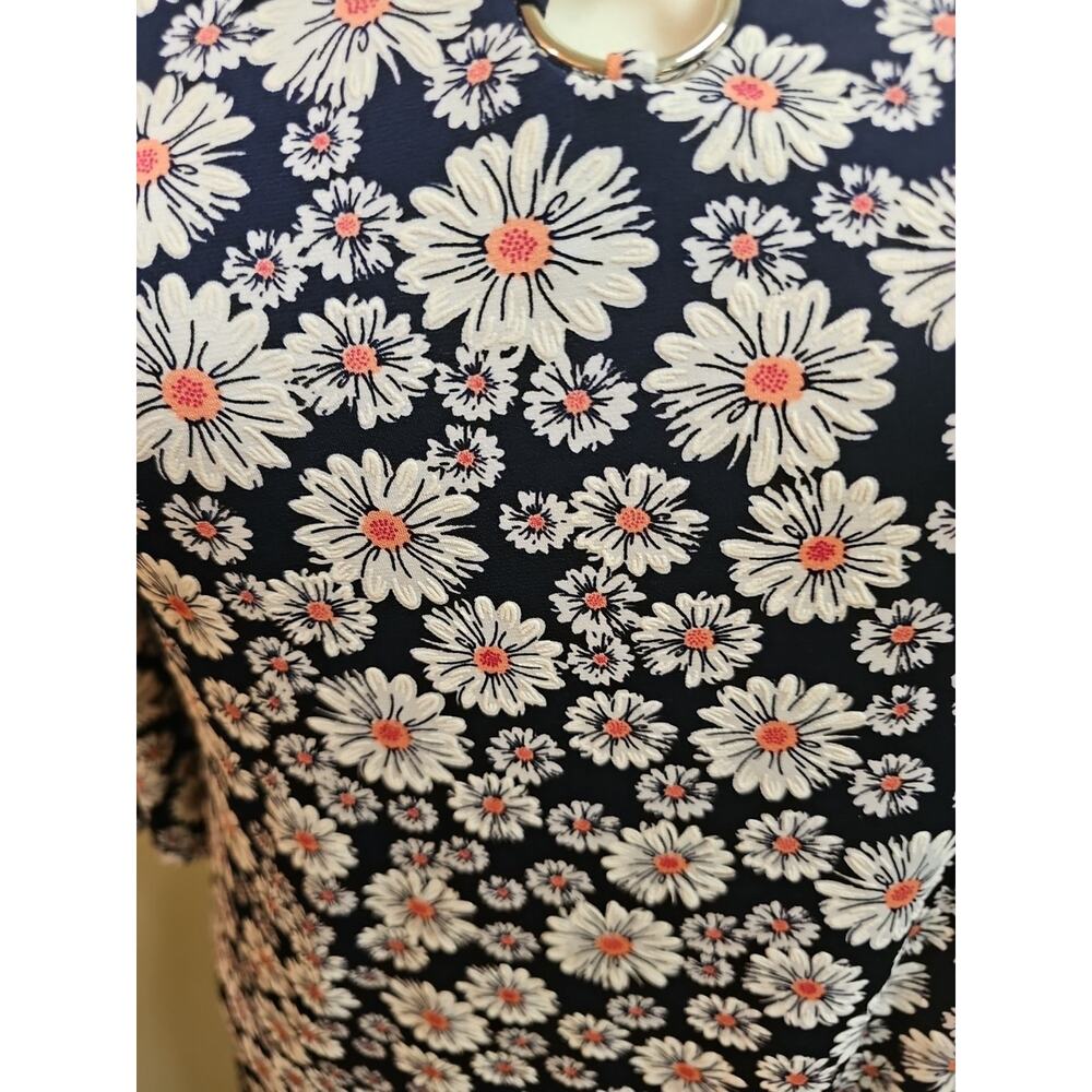 MSK Petite Navy Blue Stretch Boho Floral Dress With Lining SZ PL - Picture 3 of 7